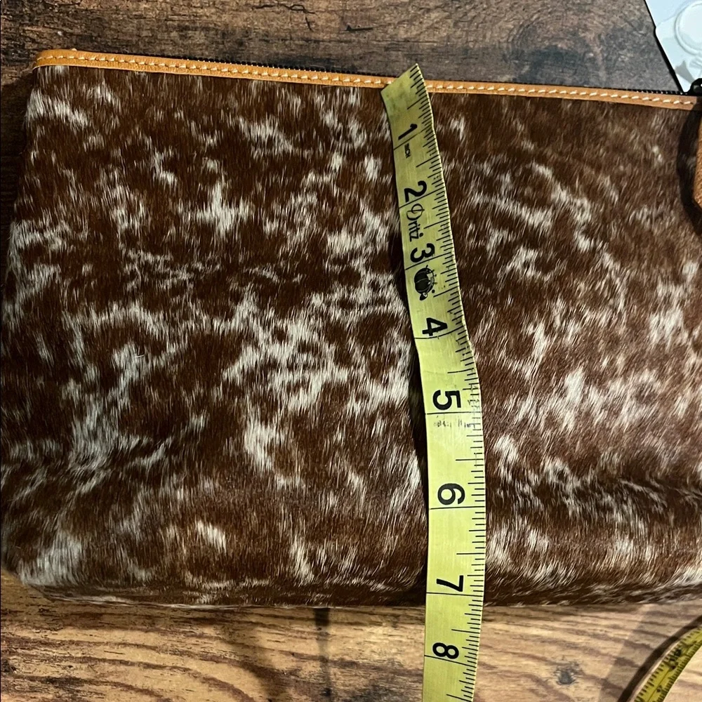 Brown Cowhide Cosmetic Bag with Western Accent